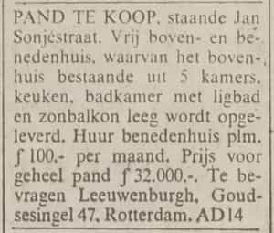 Artikel 'Pand te koop,' uit Rotterdamsch nieuwsblad van 24 sep 1909

