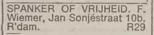 Artikel 'Spanker of Vrijheid.' uit Rotterdamsch nieuwsblad van 24 sep 1909
