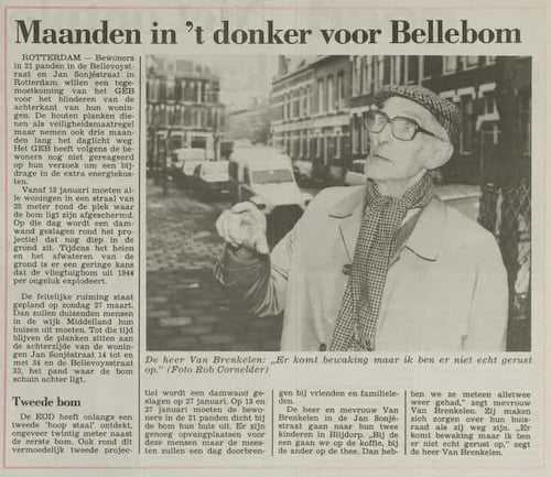 Artikel 'Maanden in 't donker voor Bellebom' uit Rotterdamsch nieuwsblad van 24 sep 1909

