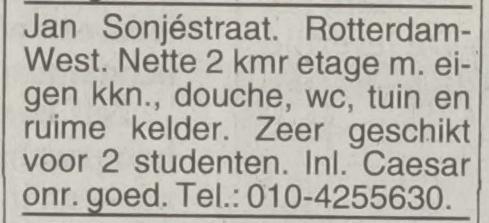 Artikel 'Jan Sonjéstraat. Rotterdam-West.' uit  van  dec 
